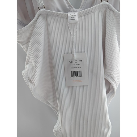Andie Swim White Ribbed One Piece Swimsuit Sardinia - Picture 8 of 10